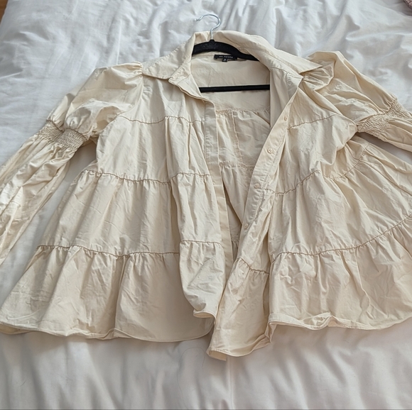 Women's Cream Ruffled Jacket - Picture 1 of 6
